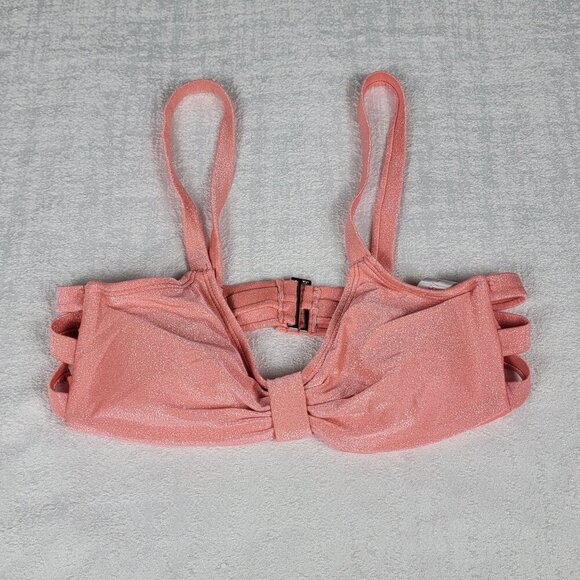 No Boundaries Other - No Boundaries Bikini Top Juniors Size M Triangle Strappy Metallic Peach Smoothie